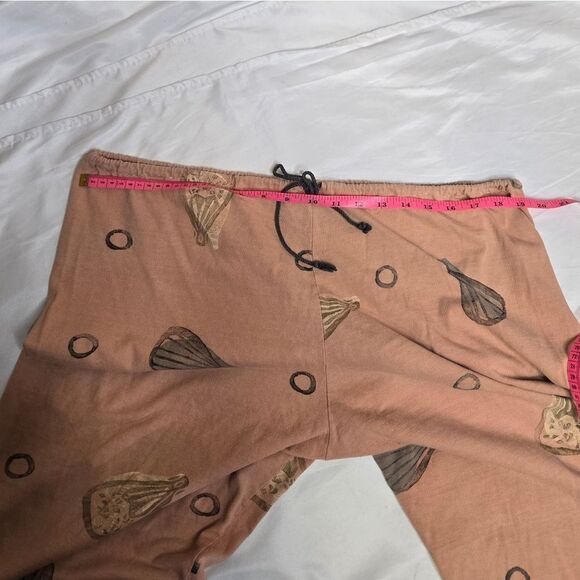 BLUE FISH seashell hand printed drawstring wide leg cropped pajama pants XL - Picture 10 of 12